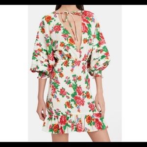 Rhode Anya Smocked Floral Mini Dress Small Long Sleeve NWT